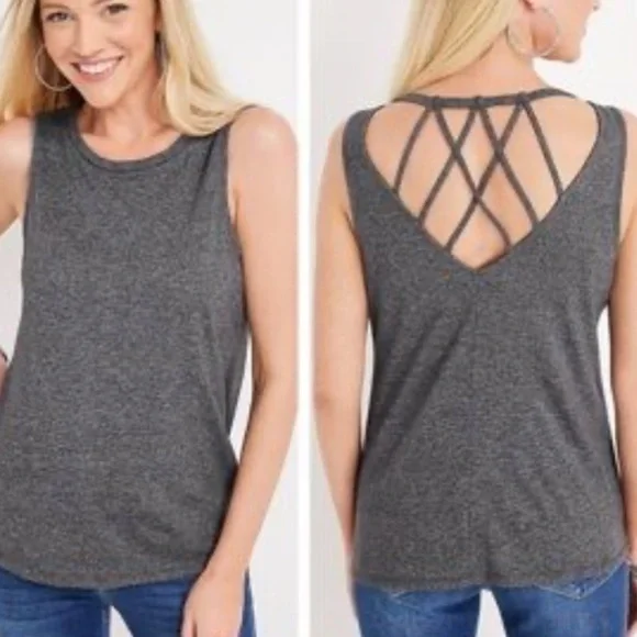 MAURICES RIVERSIDE TANK TOO LATTICE CUT OUT WHITE W BLACK STRIPE SIZE L - Picture 9 of 12